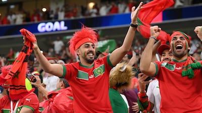 Morocco fans celebrate their national team's victory against Belgium in the Qatar World Cup. Getty Images
