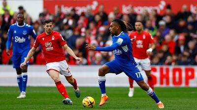 Nottingham Forest's Remo Freuler in action with Everton's Alex Iwobi. Reuters