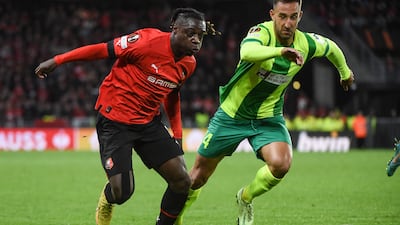 Jeremy Doku earns £14,000 a week at Rennes. AFP