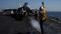 A US attack aircraft prepares to launch from the USS Abraham Lincoln in support of Operation Epic Fury. US Navy via Reuters.