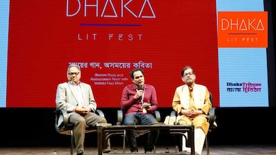 Asaduzzaman Noor (right) at Dhaka Lit Fest