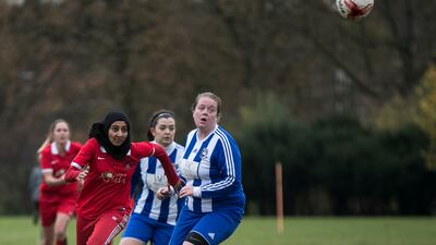 Muslim footballers in the UK are permitted to wear headscarves while playing. Getty Images