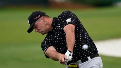 Bryson DeChambeau tees off on the third hole during a practice round for the Masters. AP
