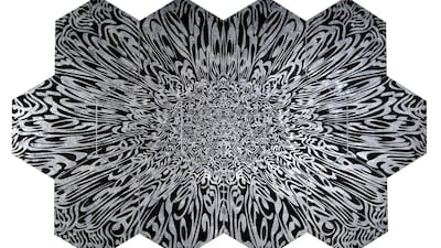 Mohammed Bozorgi’s He will Provide, one of the Iranian artist’s calligraphic paintings. Courtesy Mohammad Bozorgi / Ayyam Gallery