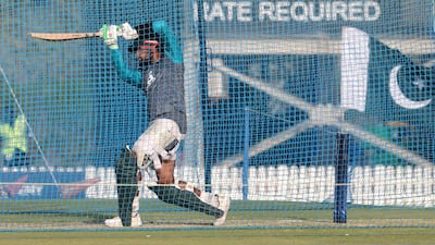 Azam practises before the match. AFP