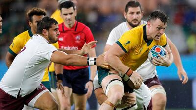 Australia's Jack Dempsey runs at the Georgian defence. AP