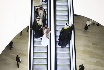 Visitors during a tour of the King Abdulaziz Centre for World Culture in Dhahran, Saudi Arabia. Bloomberg