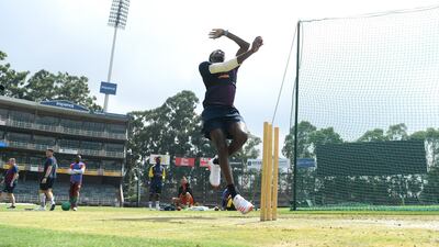 Jofra Archer bowling in the nets ahead of the fourth Test against South Africa in Johannesburg on January 22. Getty
