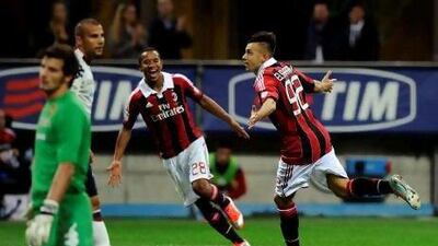 Stephan El Shaarawy, right, has been in good scoring form of late for AC Milan, including against Cagliari last week.