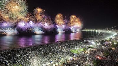 The New Year fireworks show at Copacabana beach in Rio de Janeiro, Brazil. Gabriel Santos / Riotur / EPA