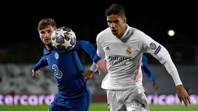 Chelsea's Timo Werner vies with Real Madrid's Raphael Varane. AFP