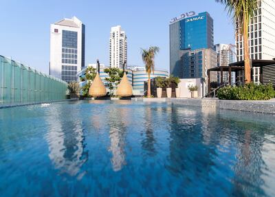 The pool at Hotel Indigo Dubai Downtown. Reem Mohammed / The National