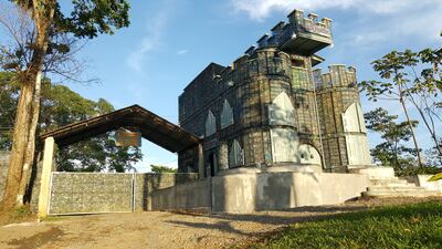 The 40,000-bottle plastic bottle castle. Courtesy Robert Bezeau