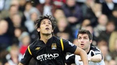 Roque Santa Cruz, left, has only scored three league goals for City since his move from Blackburn Rovers in July.