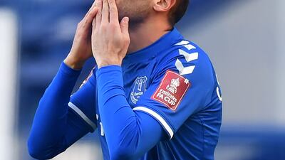 Everton striker Cenk Tosun celebrates scoring the opening goal. AFP