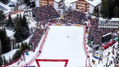 Michelle Gisin of Switzerland in action during the Alpine Ski World Cup women's alpine combined, in Crans Montana Switzerland on Sunday, February 23. Getty