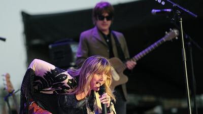 Jennifer Nettles performs during day two of the 2014 Stagecoach Music Festival at the Empire Polo Field on Saturday, April 26, 2014 in Indio, Calif. Chris Pizzello / Invision / AP