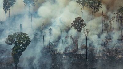 Smoke billowing from a forest fire in the Amazon basin in northwestern Brazil. AFP PHOTO / GREENPEACE