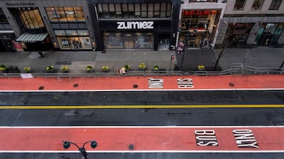 West 34th Street is blocked to pedestrians and traffic. AP