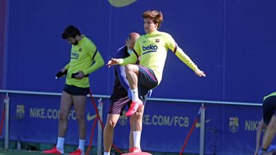 Riqui Puig during a training session at Ciutat Esportiva Joan Gamper. Getty Images