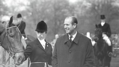 Princess Anne stands next to the Duke of Edinburgh as she competes in the Badminton Horse Trials, Gloucestershire, in 1971. Harry Dempster/Daily Express/Getty Images