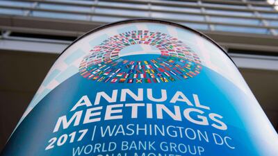 At the annual meetings of the World Bank the Washington-based organization revised its growth forecasts for oil producing countries of the region because of adherence oil production cuts but projected a rebound next year and 2018. Jim Watson / AFP