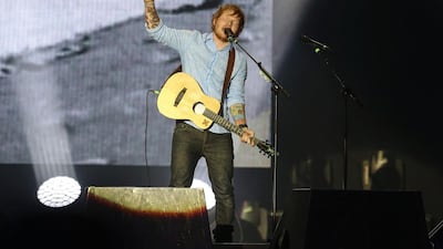 Ed Sheeran performs during his concert at Dubai Media City Amphitheatre on March 5. Sarah Dea / The National