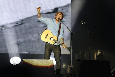 Ed Sheeran during his first performance in the UAE, at Dubai Media City Amphitheatre in 2015. Sarah Dea / The National