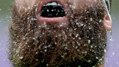 Liam Coltman of the All Blacks cools down during a training session at the Rugby World Cup in Japan, on September 30. Getty