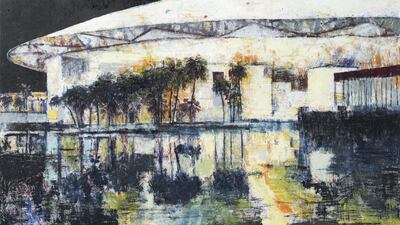 Enoc Perez painted the new Louvre Abu Dhabi (2017), from the photograph of a model, adding tropical flourishes. Enoc Perez / Leila Heller Gallery