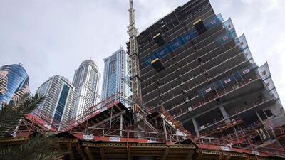 Construction work at Dubai Marina. Authorities say they have regulations in place to curb excessive noise from such sites. Razan Alzayani/Bloomberg