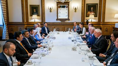 Sheikh Abdullah highlighted the UAE's interest in enhancing the volume of joint investments with the United Kingdom, based on the strategic relations between the two countries and their desire to boost joint cooperation. MOFAAIC / Wam