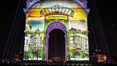 The Arc de Triomphe illuminated for the New Year celebrations in Paris. AFP
