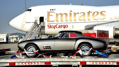Emirates Skywheels transports Classic Ferraris for Gulf Concours. Photo courtesy Emirates Group