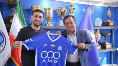 Munir El Haddadi after signing for Iranian side Esteghlal. Photo: X