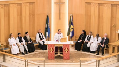 The St Andrew's Church Remembrance Day service. Reem Mohammed / The National