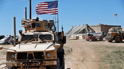 American armoured vehicles at a US post near the town of Manbij in northern Syria. AP Photo