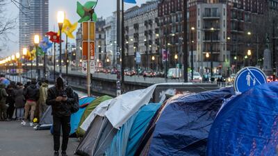 Every day, new tents are erected on the streets of Brussels as the country struggles to find shelter for asylum seekers. EPA