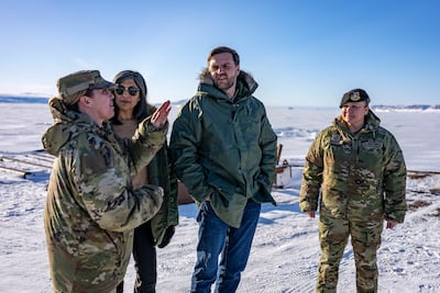 US Vice President JD Vance, centre, during a tour of the US military's Pituffik Space Base in Greenland. Getty Images