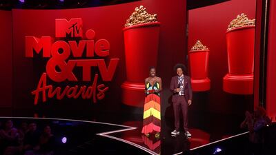 Yvonne Orji and Eric Andre speak during the 2021 MTV Movie & TV Awards in Los Angeles, California on May 16, 2021. Reuters