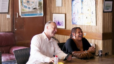 Ian Pollard pictured with Amber Elba-Pawsey. Reem Mohammed / The National