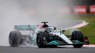 Mercedes driver George Russell steers his car during the second practice session of the Japanese Formula One Grand Prix in Suzuka. EPA
