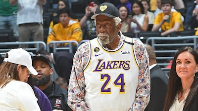 Kareem Abdul-Jabbar attends a Lakers game against the Boston Celtics at the Staples Centre in February. Getty
