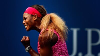 Serena Williams of the United States reacts to a point against Ekaterina Makarova of Russia during their women's singles semi-final at the US Open on September 5, 2014, in the Flushing neighborhood of the Queens borough of New York City. Alex Goodlett / Getty Images
