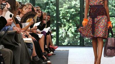 At London Fashion Week, colours and shapes in the spring/summer collections were cheery despite financial gloom.