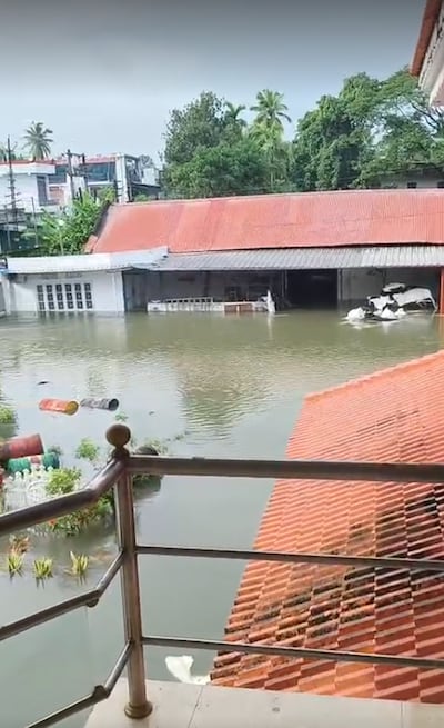 Flooding inundates a home in Kottayam district of Kerala, after heavy rain battered the southern state