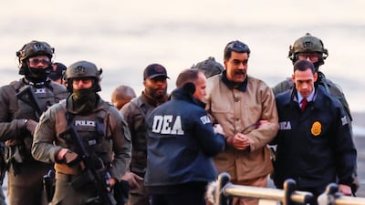 Captured Venezuelan President Nicolas Maduro arrives at the Downtown Manhattan Heliport. Reuters