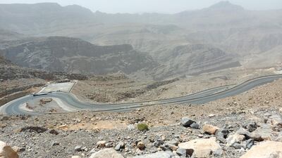 Jebel Jais has rocky terrain and winding roads.