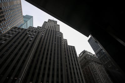 An office building at 1740 Broadway in New York City. Commercial real estate deals are picking up in the United States, but valuations have fallen. Bloomberg
