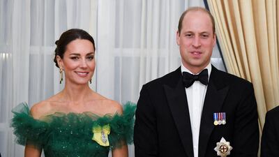 Prince William and Kate, Duchess of Cambridge, attend a dinner hosted by Patrick Allen, Governor General of Jamaica, in Kingston, Jamaica. PA